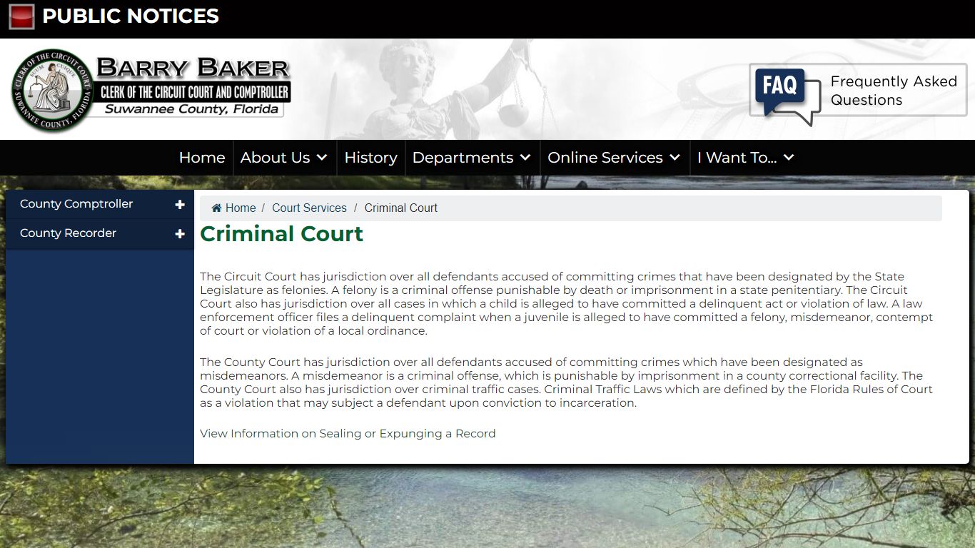 Criminal Court – Suwannee County Clerk of the Circuit Court